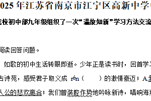 2025年江苏省南京市江宁区高新中学中考语文一模试卷（含解析）