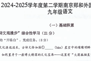 2025年江苏省南京郑和外国语学校中考语文零模试题（无答案）