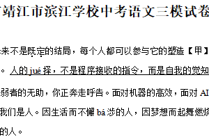 2025年江苏省泰州市靖江市滨江学校中考三模语文试题（含答案）