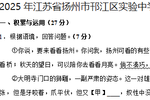 2025年江苏省扬州市邗江区实验学校中考第三次模拟语文试卷（含解析）
