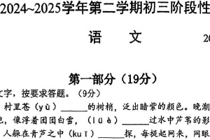 江苏省苏州昆山市2024—2025学年4月九年级八校联考语文试卷（含答案）