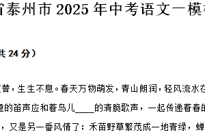 江苏省泰州市2025年中考语文一模模拟试卷（含解析）