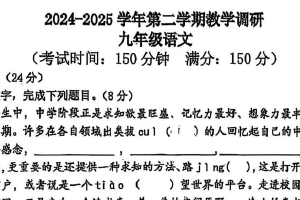 江苏省泰州市海陵区海第二中学、靖江外国语学校2024-2025学年九年级下学期第一次月考语文试题（含答案）