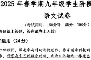 江苏省泰州市兴化市2025届九年级下学期3月月考语文试卷（含答案）