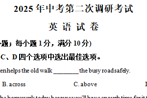 2025年江苏省连云港市东海县中考二模英语试题（含解析）