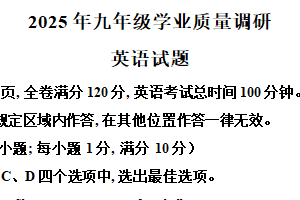 2025年江苏省连云港市开发区中考一模英语试题（含解析）