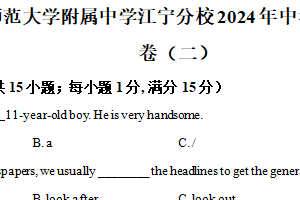 2025年江苏省南京师范大学附属中学江宁分校中考模拟英语试题（含解析）