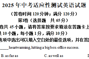 2025年江苏省南通市启东市中考二模英语试题（含解析）