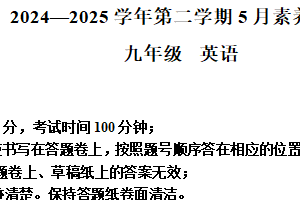 2025年江苏省苏州工业园区星汇学校中考二模英语试题（含解析）