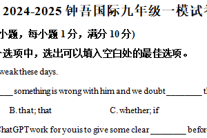 2025年江苏省宿迁市钟吾初级中学中考一模英语试题（含解析）