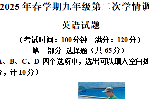 2025年江苏省泰州市泰兴市中考二模英语试题（含解析）