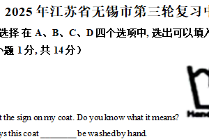2025年江苏省无锡市第三轮复习中考模拟英语试卷（含解析）