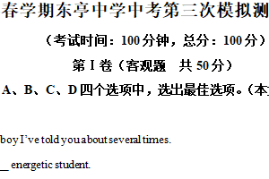 2025年江苏省无锡市锡山区东亭中学中考三模英语试题（含解析）