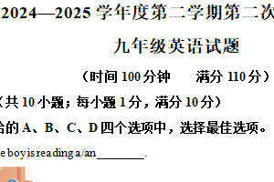 2025年江苏省徐州市树人初级中学中考二模英语试题（含解析）