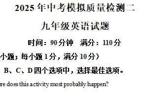 2025年江苏省徐州市中考二模英语试题（含解析）