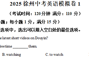2025年江苏省徐州市中考模拟英语试题（含解析）