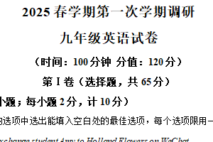 2025年江苏省盐城市大丰区部分校中考第一次检测英语试题2（含解析）