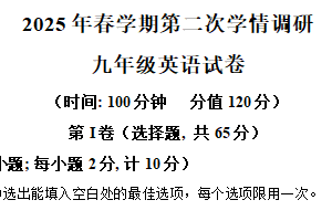 2025年江苏省盐城市大丰区中考二模英语试题（含解析）