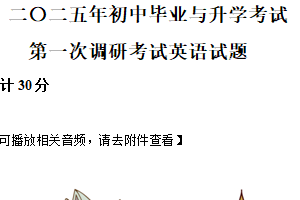 2025年江苏省盐城市亭湖区中考一模英语试题（含解析+听力音频）