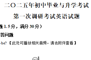 2025年江苏省盐城市盐都区部分校中考一模英语试题（含解析+听力音频）