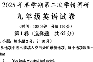 2025年江苏省盐城市盐都区二模英语试题（含答案）