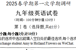 2025年江苏省盐城市盐都区中考一模英语试题（含答案）