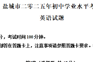2025年江苏省盐城市中考英语试题（含解析）