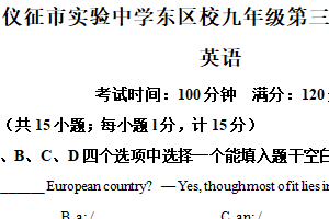 2025年江苏省扬州市仪征市实验中学东区校中考三模英语试题（含解析）