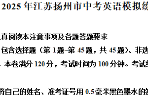 2025年江苏省扬州市中考模拟英语试题（含解析）