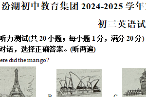 江苏省苏州市汾湖初中教育集团2024-2025学年九年级下学期第一次英语调研英语试题（含解析）