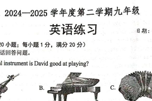 江苏省宿迁市沭阳县怀文中学2024-2025学年九年级下学期3月月考英语试题（含答案）
