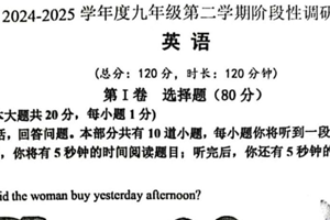 江苏省宿迁市沭阳县乡镇联考2024-2025学年九年级下学期3月月考英语试题（含答案）