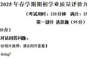 江苏省泰州市兴化市2024-2025学年九年级下学期开学学业质量评价英语试卷（含解析+听力音频）