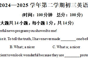 江苏省无锡金桥双语实验学校2024-2025学年九年级下学期期中考试英语试卷（含解析）