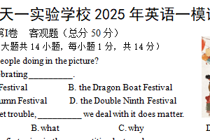 江苏省无锡市天一实验学校2024-2025学年九年级下学期期中考试英语试卷（含答案）