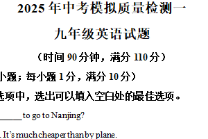 江苏省徐州市第十三中学2024-2025学年下学期九年级英语模拟质量检测一（含解析）