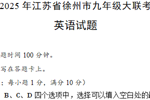 2025年江苏省徐州市九年级中考大联考英语试题（含答案）
