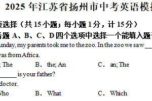 2025年江苏省扬州市中考英语模拟练习卷（含解析）
