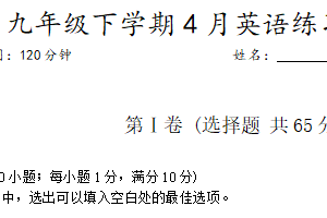 江苏省南通市八一中学2024-2025学年九年级下学期4月英语练习（含答案）