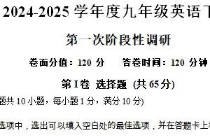 江苏省南通市通州区2024-2025学年九年级下学期第一次学习过程调研英语试卷（含答案）