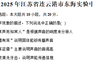 2025年江苏省连云港市东海实验中学中考物理二模试卷（含解析）