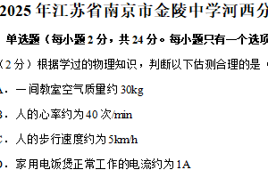 2025年江苏省南京市金陵中学河西分校中考物理模拟试卷三（含解析）
