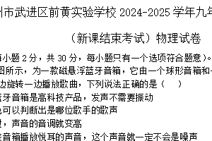 江苏省常州市武进区前黄实验学校2024-2025学年九年级下学期第一次月考（新课结束考试）物理试卷（含答案）