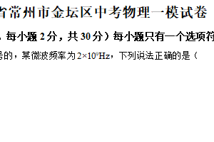 2025年江苏省常州市金坛区中考一模物理试题（含解析）