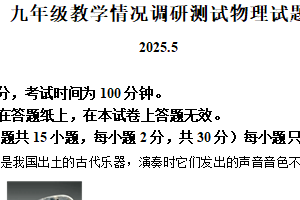 2025年江苏省常州市中考一模物理试题（含解析）