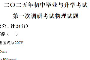 2025年江苏省淮安市洪泽区中考一模物理试题（含解析）