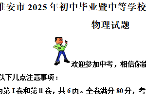 2025年江苏省淮安市中考物理试题（含解析）