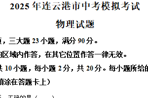 2025年江苏省连云港市新海实验中学中考一模物理试题（含解析）