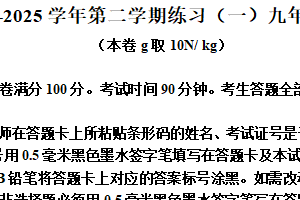 2025年江苏省南京市建邺区中考一模物理试题（含解析）