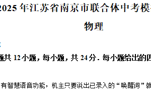 2025年江苏省南京市联合体中考二模物理试题（含解析）